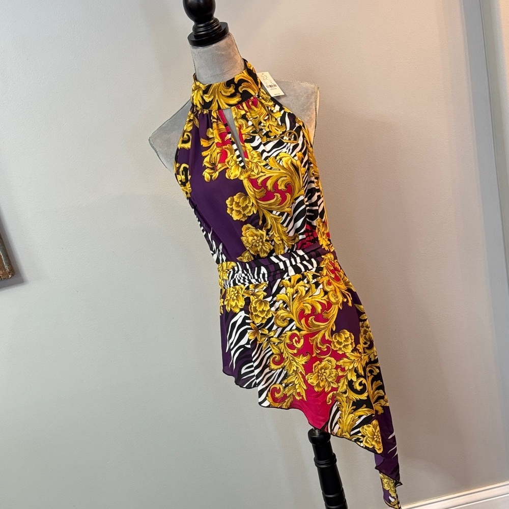 New York & Company halter top with Purple and Yellow Asymmetrical Tunic NEW